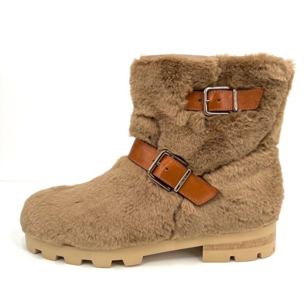 Jimmy Choo Moto Youth II Strap Artificial Fur Ankle Booties Size EU 41